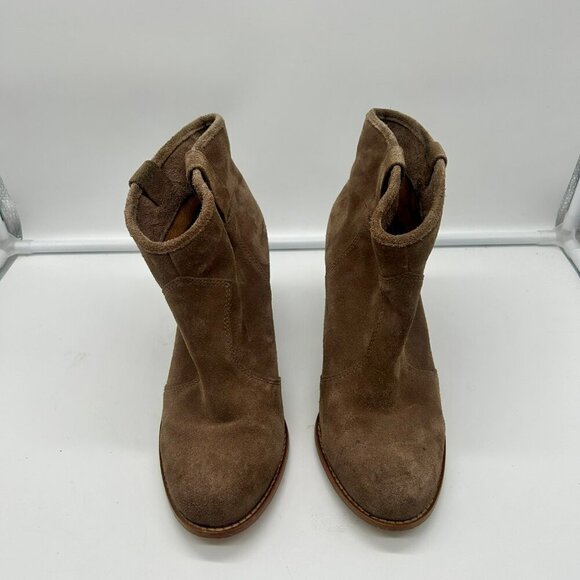 Splendid Lakota Suede Leather Boots Women 11 Brown Taupe Stack Heel Western - Picture 5 of 15